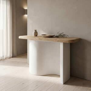 Κονσόλα Jeckie pakoworld ξύλο ελάτου-mdf oak-λευκό 120x38x80εκ