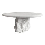 Τραπέζι σαλονιού Zinol pakoworld mdf-polyresin λευκό Φ77x36εκ - Image 2