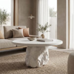 Τραπέζι σαλονιού Zinol pakoworld mdf-polyresin λευκό Φ77x36εκ
