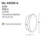 InLight Επιτοίχιο φωτιστικό γκρι από travertine marble LED 6.5W D:25cm (43068-A) - Image 2