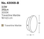 InLight Επιτοίχιο φωτιστικό γκρι από travertine marble LED 3.5W D:16cm (43068-B) - Image 2
