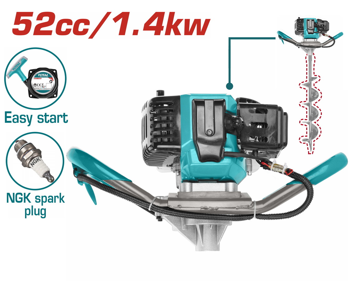 TEA55221 TOTAL ΓΕΩΤΡΥΠΑΝΟ - ΤΡΙΒΕΛΑ ΒΕΝΖΙΝΗΣ 52cc / 2HP + ΤΡΥΠΑΝΙ 150mm 1 ΧΕΙΡΙΣΤΗ (TEA55221)