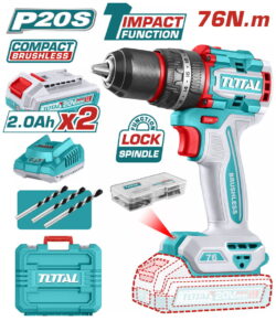 TOTAL ΕΠΑΓΓ. ΔΡΑΠ/ΒΙΔΟ ΚΡΟΥΣΤΙΚΟ ΜΠΑΤ. Li-ion 20V / 2Ah / 76Nm / 2 ΜΠΑΤ BL Motor (TIDLI20768E)