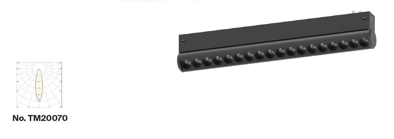 TM20070 Inlight Γραμμικό Φωτιστικό LED 18W με Anti-glare Dots 3CCT 24° για μαγνητική Ράγα 220V σε μαύρη απόχρωση D: 33