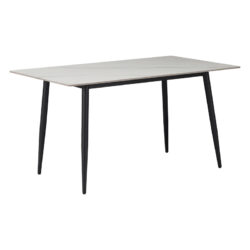 Τραπέζι Gustas pakoworld λευκό μαρμάρου sintered stone-μαύρο μέταλλο 160x80x76εκ