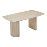 Τραπέζι Loosir pakoworld mdf-sandstone σε όψη τραβερτίνας 180x90x74εκ - Image 3