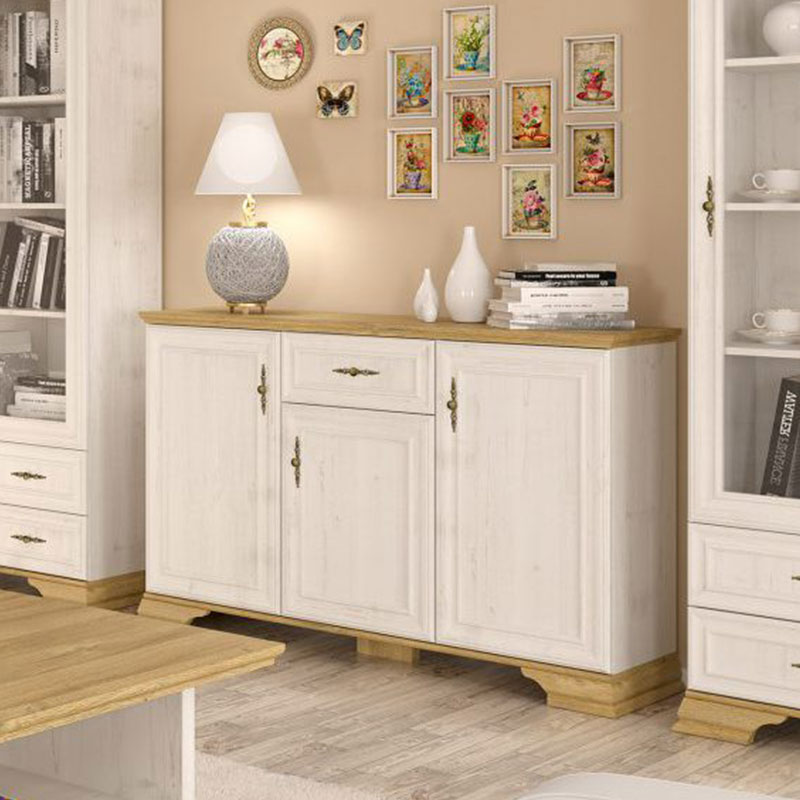 173-000027 Μπουφές Jaden pakoworld golden oak-λευκό antique 137