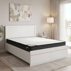 Κρεβάτι με στρώμα και συρτάρι Olympus-Perfecto pakoworld λευκό 120x200εκ