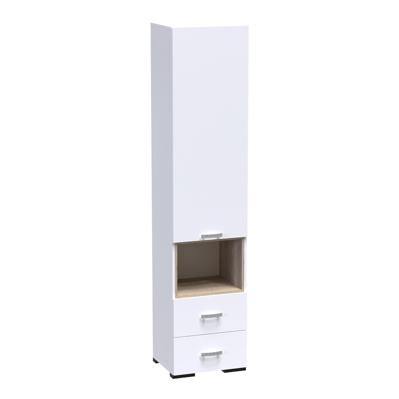 361-000023 Βιτρίνα-στήλη Toscana pakoworld σε λευκή απόχρωση 50x42x222.5εκ