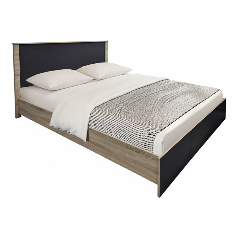 383-000100 Κρεβάτι Athos pakoworld σε sonoma-ανθρακί απόχρωση 160x200εκ