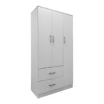 Ντουλάπα εξάφυλλη με πατάρι Athos pakoworld λευκή 180x42x240εκ - Image 2
