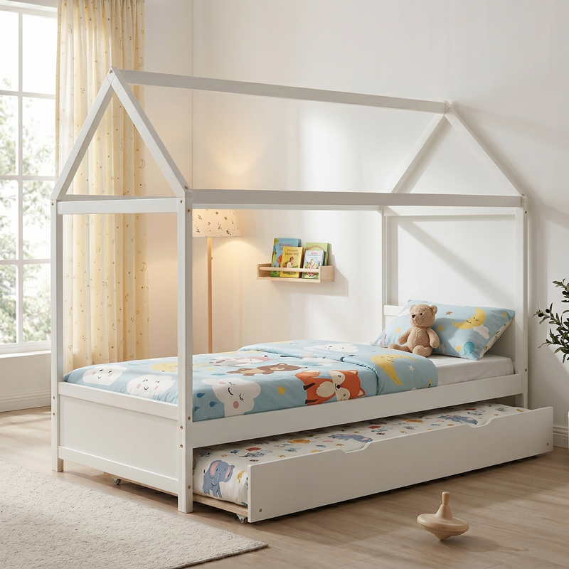 412-000013 Παιδικα κρεβάτια DreamHouse τ. Μontessori pakoworld ξύλο πεύκου λευκό 90x190εκ