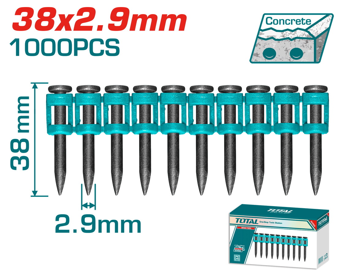 TAC02381 TOTAL ΚΑΡΦΙΑ ΓΙΑ ΣΚΥΡΟΔΕΜΑ 38mm / 1000 ΤΕΜ ΓΙΑ TCNLI9005 / TCNLI9008 / TCNLI420602E (TAC02381)