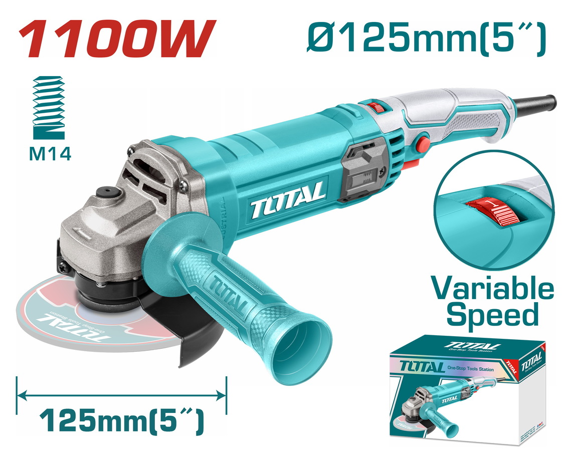 TG-110125565E TOTAL ΕΠΑΓΓ. ΓΩΝΙΑΚΟΣ ΛΕΙΑΝΤΗΡΑΣ 1.100W - 125mm ΗΛΕΚΤΡΟΝΙΚΟΣ (TG110125565E)