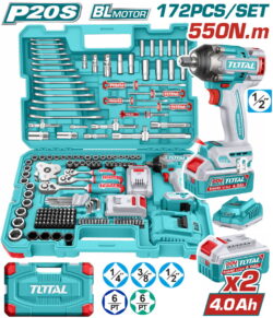 TOTAL ΕΠΑΓΓ. ΣΕΤ ΜΠΟΥΛΟΝΟΚΛΕΙΔΟ ΜΠΑΤ. Li-ion 20V / 550Nm / 4Ah / 2 ΜΠΑΤ 172ΤΕΜ (THKTHP41728E)